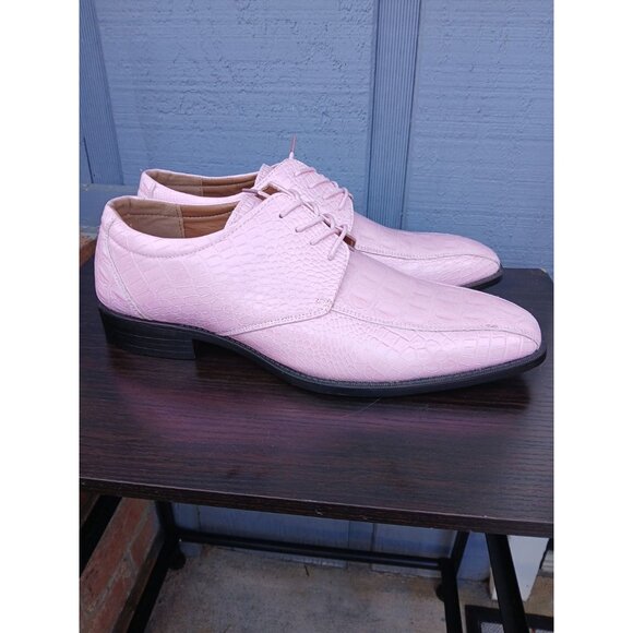Pink Stacy Adams Alligator Print Dress Shoe Men Size 11 - Picture 1 of 7